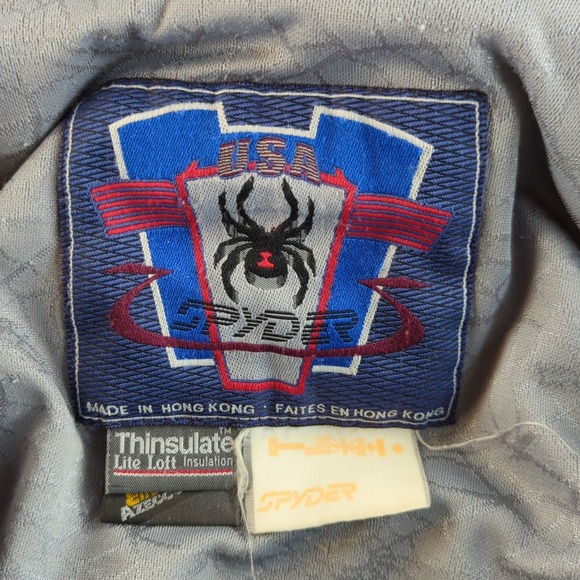 Vintage 90s Spyder USA Ski Jacket Mens Large Black Purple Winter Coat Thinsulate - Picture 4 of 13